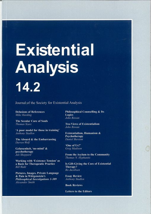 Existential Analysis Vol. 14.2 July (2003) - Hard Copy